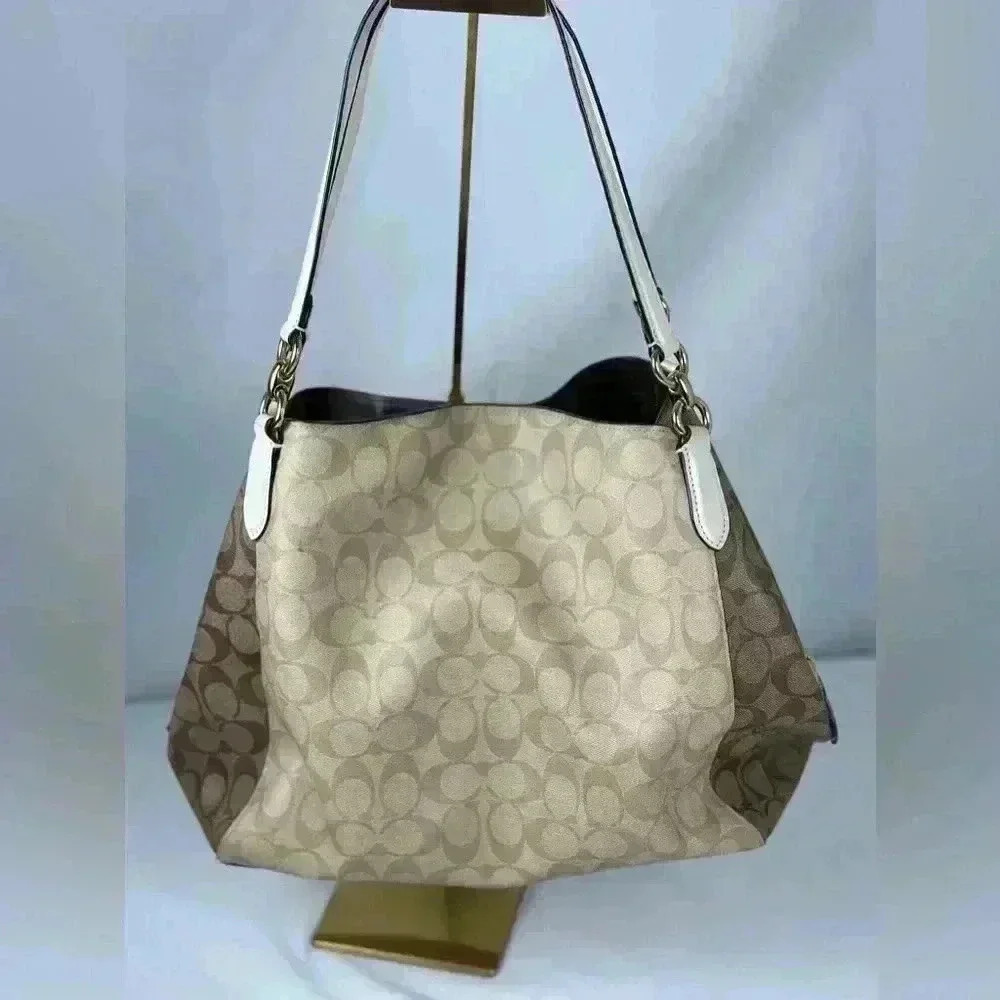 Coach Hallie Shoulder Bag In Signature Canvas - Picture 7 of 13